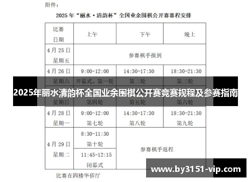 2025年丽水清韵杯全国业余围棋公开赛竞赛规程及参赛指南